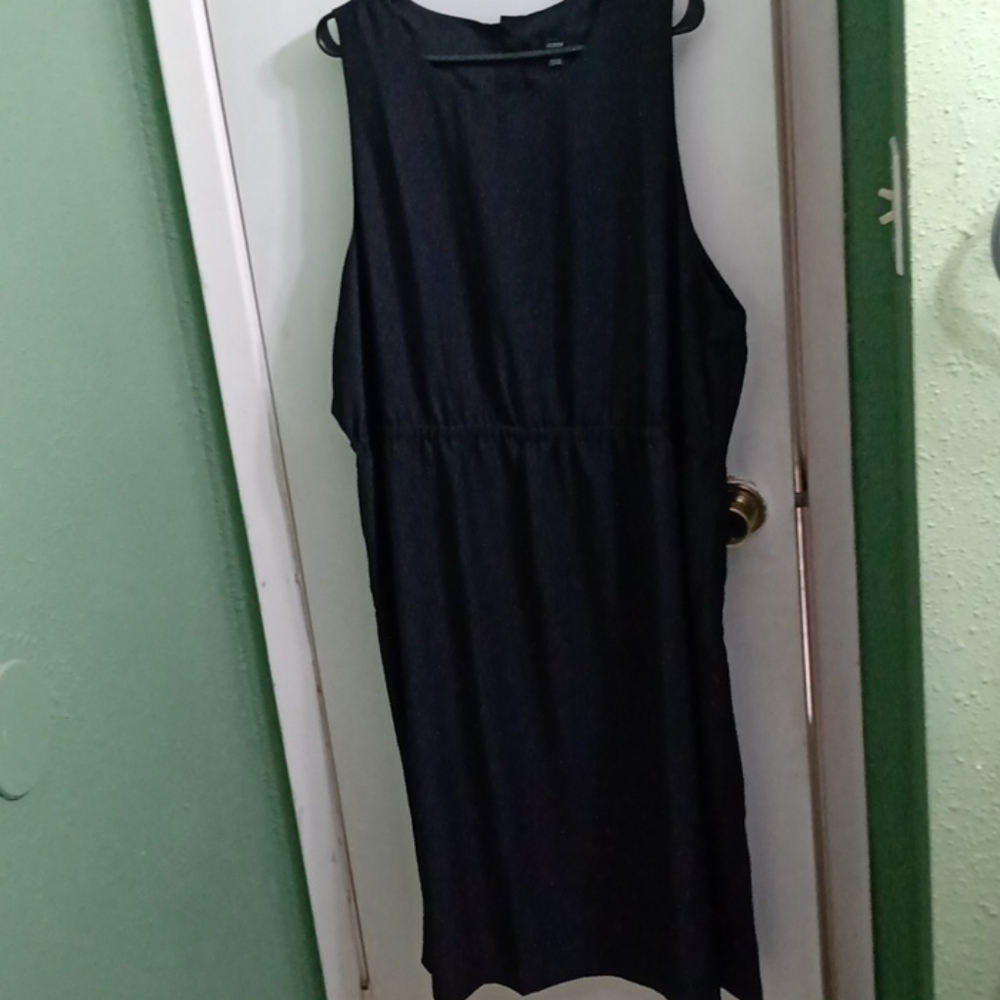 J.Crew Plus Midi Black Poly Dress 24 2X 3X JCREW